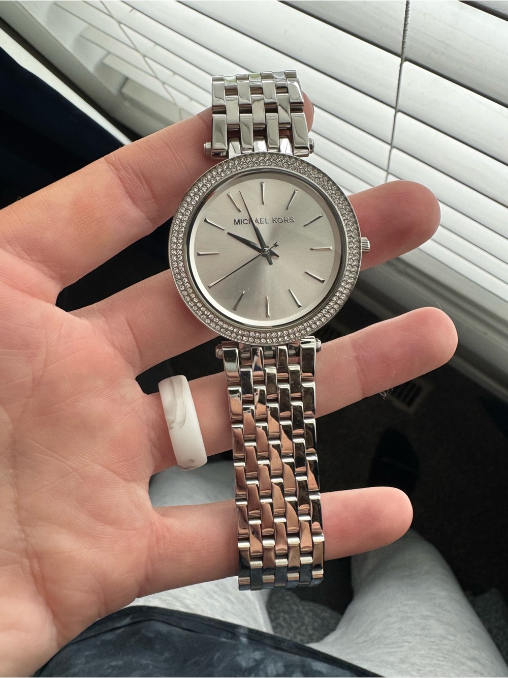 Michael Kors Silver Crystal Bezel Women's Bracelet Watch